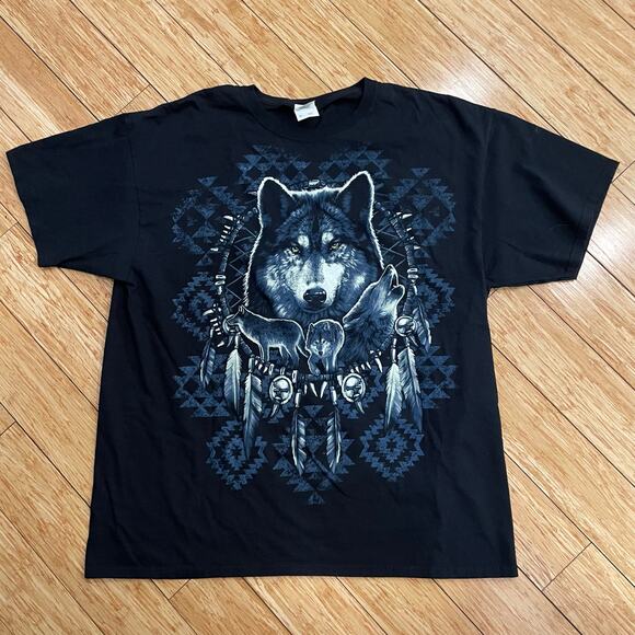 Native American Wolf T-Shirt spiritual nature wilderness - Picture 1 of 3